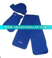 Winter gift items fleece scarf hat gloves