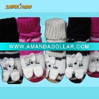 Wholesale knitted winter glove for ladies