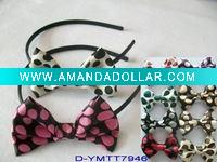 Wholesale Fashion hair bow in polka dotted satin