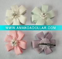 Wholesale Knited hair clip brooch with rhinestone and pearl center
