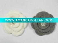 Wholesale Knited hair clip brooch with rhinestone and pearl center