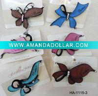 leather covered butterfly hair pin