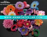 HAIR ACCESSORY / NEWEST ASSORTED PONYTAIL WITH FLOWERS