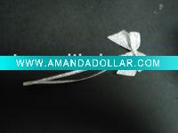 silver elastic loop with ribbon bow
