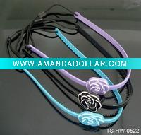 Wholesale HOT SELLING WOMAN'S PLASTIC ELASTIC HEADBANDS W/FLOWERS