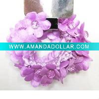 Wholesale purple fabric flower stretched hair band