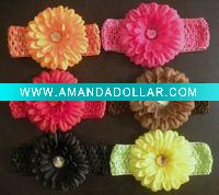 Wholesale 4'' Tanzy daisy flower 1.5'' crochet hair bands with YL01015