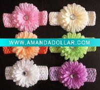 Wholesale 1.5'' crochet hair bands with 4'' Tanzy daisy flower YL01151