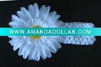 Wholesale 1.5'' crochet hair bands with 4'' Daisy flower YL01004