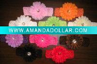 Wholesale 1.5'' crochet hair bands with 4'' Tanzy daisy flower YL01153