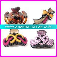 Wholesale Plastic hair claw with leather