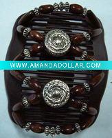 Wholesale Fashion wooden beads magic hair comb