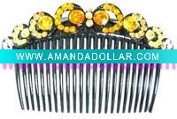 Wholesale Unique hair comb with colored diamond