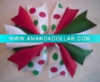 Wholesale 4 inch Girls Red & Green Christmas Spike Hair Bow SKS-05025