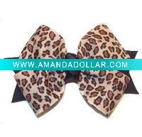 Boutique 4 inch Leopard Double Loop Hair Bow SKS-05004