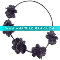 PU flower elastic headband
