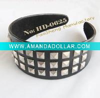 Wholesale leather hair band with metal stud