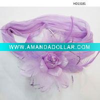 Wholesale purple big satin flower headbands