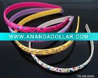 Wholesale 2011 HOT SELLING GIRLS' PLASTIC HAIRBANDS W/FLOWERS PRINTING WIDE IN 1CM