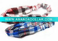 Wholesale grid polyester hair scarf, hairband