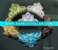 Wholesale FASHION LADY'S TRANSPARENT HAIRGRIPS W/GLITTER INSIDE SIZE OF 8 CM