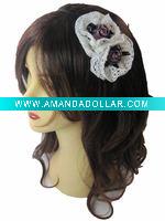Wholesale 2011 Girl's 2 Rose& Lace Decorated Narrow Hair Hoop
