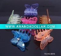 Wholesale FASHION WOMEN'S PLASTIC TRANSPARENT HAIRGRIPS W/GLITTERS IN SIZE OF 5 CM IN MULTICOLOR