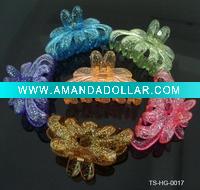Wholesale FASHION WOMEN'S PLASTIC TRANSPARENT HAIRGRIPS W/GLITTERS IN SIZE OF 8.5 CM IN MULTICOLOR