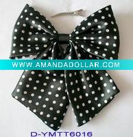 Wholesale Black hair clip brooch with white dots in satin