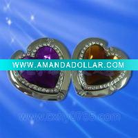 Wholesale hear shape with diamond zinc alloy bag hanger