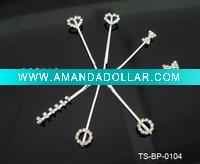 Wholesale FASHION GIRL'S BOBBY PINS W/ACRYLIC STONES IN SILVER