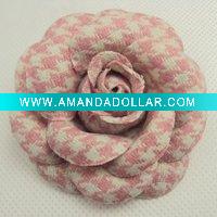Wholesale flax fashion flower brooch hair accessory