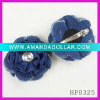 Wholesale Fashion fabric navy flower hair accessory
