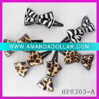 Wholesale Fashion zipper leopard bow hair clip