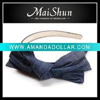 Wholesale Lady's Fashion Bowknot Jean Hair Hoop / Hair Accessory