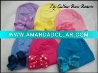 Cotton baby beanies with bow