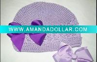 Cotton baby beanies with bow