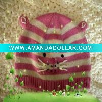Wholesale Fashion Kids Embroidered Knitted Striped Hat