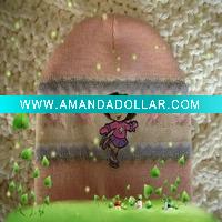 Wholesale Fashion Kids Embroidered Knitted Striped Hat