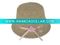 Wholesale Children paper straw summer hat / handmade crochet kids cap
