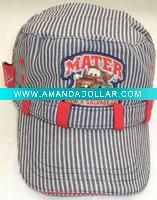 Wholesale children's military hats with pvc patch on front