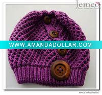 Wholesale fashion knitted hat with button