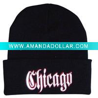 100% acrylic knitting hat with emboridery