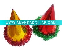 Wholesale Fringed Foil Party Hats:birthday party hats:carnival hats
