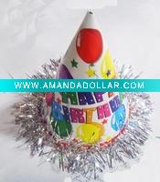 Fringed Foil Party Hats: birthday hats:balloon hat