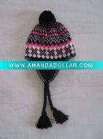 Jacquard Knitted beanie hat in winter time