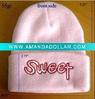 Custom knit beanie hat wirh embroidery