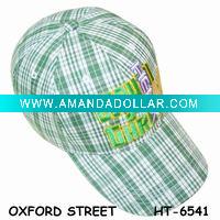 checked baseball cap