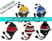 Wholesale Earflap Beanie jacquard pattern fleece lining