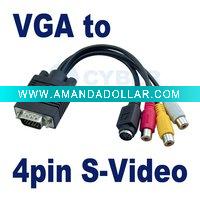 VGA to S-Video 3 RCA adapter Cable